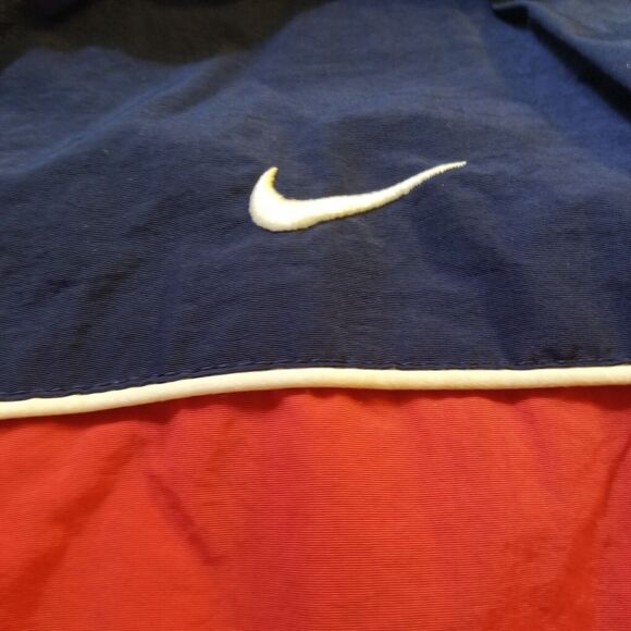 Vintage Nike Boys Red Navy Blue Jacket Lightweight Full Zipper Size 5-6 Pocket - Picture 2 of 9
